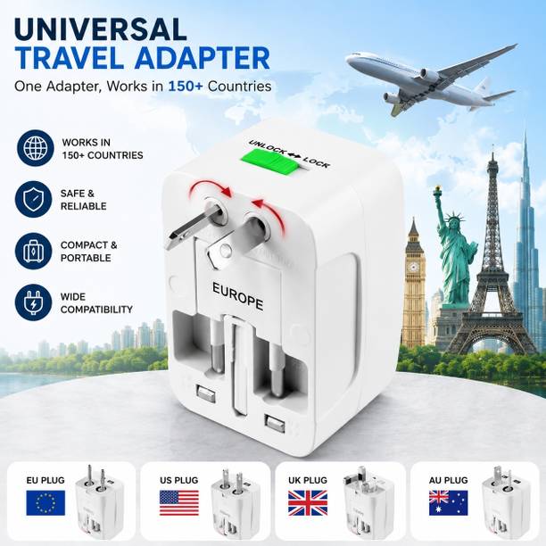 NAVTRONIX World Travel Adapter International Multi Plug Converter EU/US/UK/AU Compatible Worldwide Adaptor