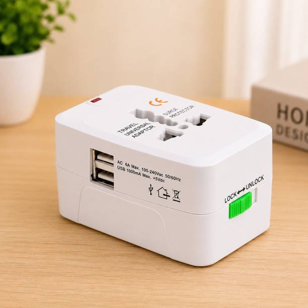 K Gor Universal Travel Adapter with Dual USB Ports International Plug Converter Worldwide Adaptor