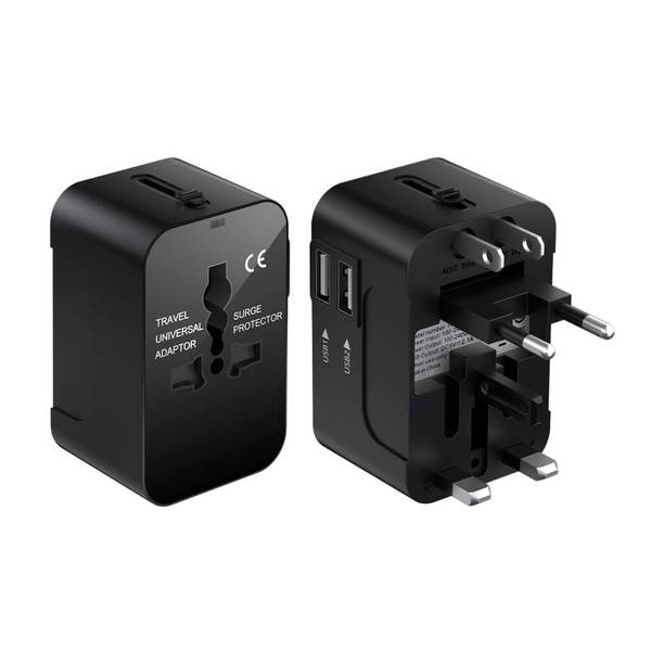 Jihaan Universal Travel Adapter with DUAL USB Charging Po, International All in One Worldwide Adaptor