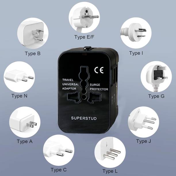 SUPERSTUD Universal Travel Adapter with Dual USB All in one for US/Europe/UK Worldwide Adaptor