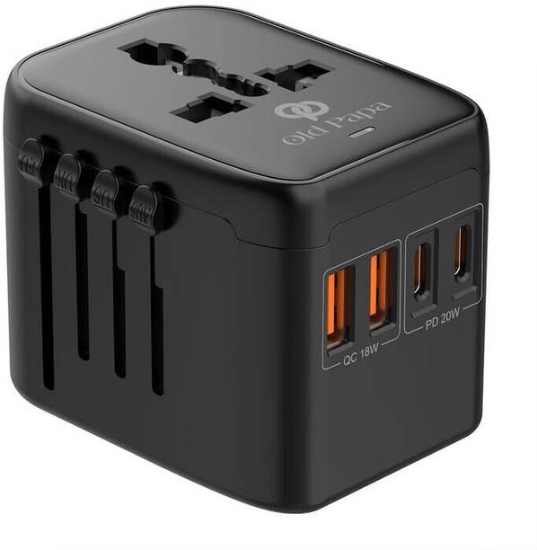 OLD PAPA Universal Travel Adapter, 5 in 1 PD20W International Power Adapter Fast Charging Worldwide Adaptor