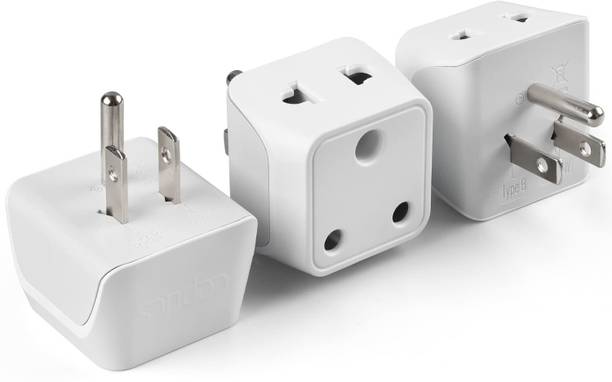 Ceptics India to USA Converter Plug - Type B, 2 in 1 USA,Dual Input CE - RoHS, 3 Pack Worldwide Adaptor