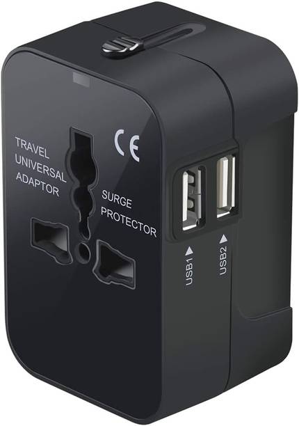 Jihaan Dual USB Universal All in one Travel Adapter Power Converters Wall Charger Worldwide Adaptor