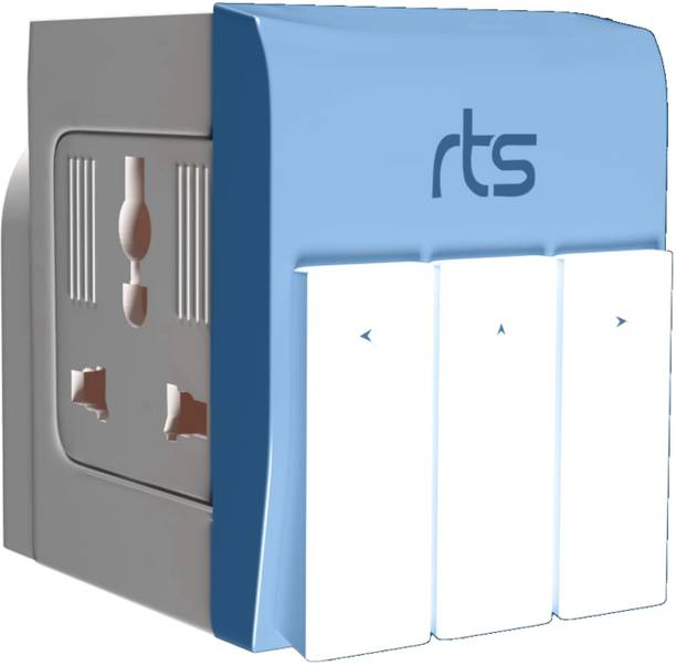 RTS Blue Individual Switch 3-in-1 Universal Travel Adapter Multi-Plug with Individual Switch Socket Three Pin Plug