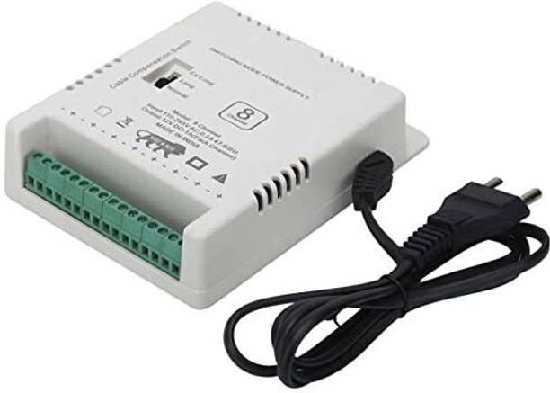 GoodsBazaar Multi Port CCTV SMPS Power Supply (Input 150-300V, Output 12V 10Amp. (8 Channel) Worldwide Adaptor