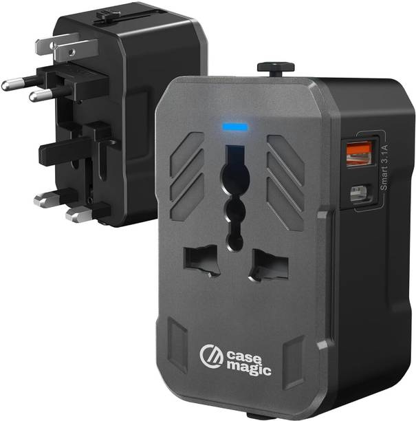 Case-Magic Universal Travel Adapter 3.1A USB & Type-C, 200+Countries 15W Fast Charge Worldwide Adaptor