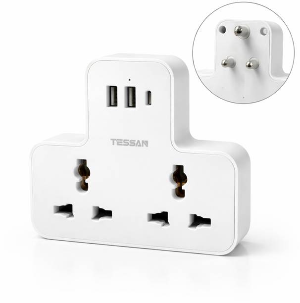 TESSAN Travel Adapter with 2 AC Outlets, 2 USB Ports & 1 USB Type-C Worldwide Adaptor
