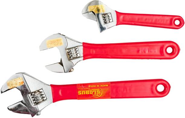 Globus 738 Adjustable Wrench/Spanner(6"/150MM)(8'/200MM)(10"/250MM) & SOFT GRIP Single Sided Pipe Wrench