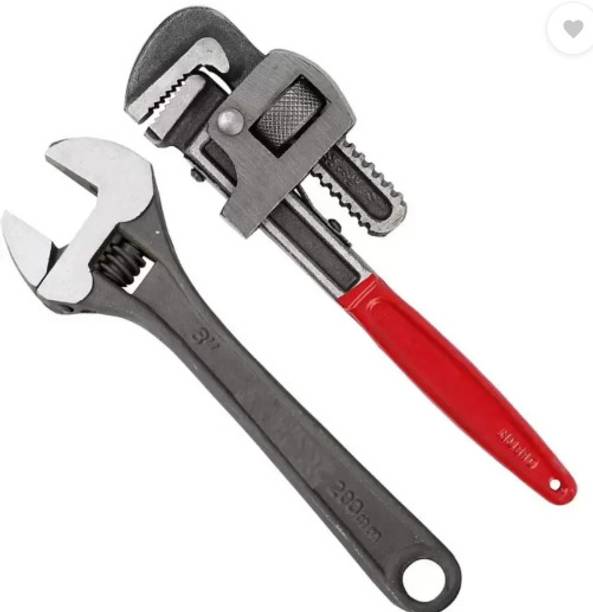 Sitrus Combo of 2 # 10inch adjustable wrench # 12inch pipe wrench 12 inch pipe wrench and 10 inch adjustable wrench Single Sided Pipe Wrench