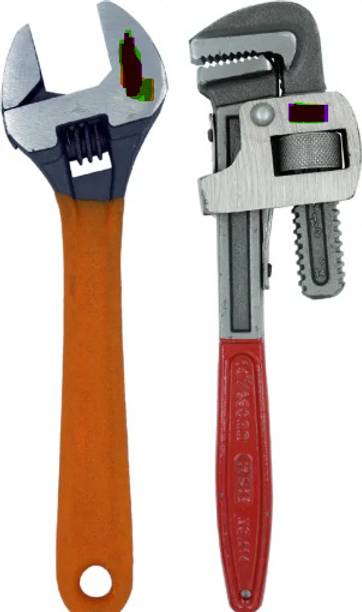 combo of # 2 plumber tool 12 inch pipe wrench with 10 inch adjustable wrench 12 inch pipe wrench with 10 inch adjusatble wrench Single Sided Pipe Wrench