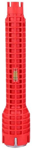 PKT Faucet and Sink Installer, 5 in 1 Multi-purpose Wrench Plumbing Tool for Toilet Bowl Basin Installation, Red Single Sided Pipe Wrench