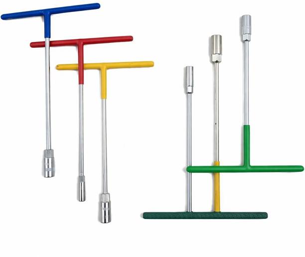 TRUESTAR T-Handle Socket Wrench T-Handle Socket Wrench Set (6 Pcs) | Color Coded T Spanner Set | Heavy Duty Single Sided T Type Wrench