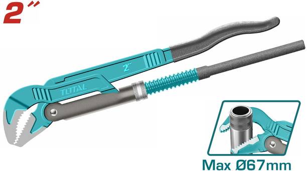 TOTAL THT172023 Total Heavy Duty Pipe Wrench 2", Carbon Steel, Max Clamping Diameter 67mm Single Sided Pipe Wrench