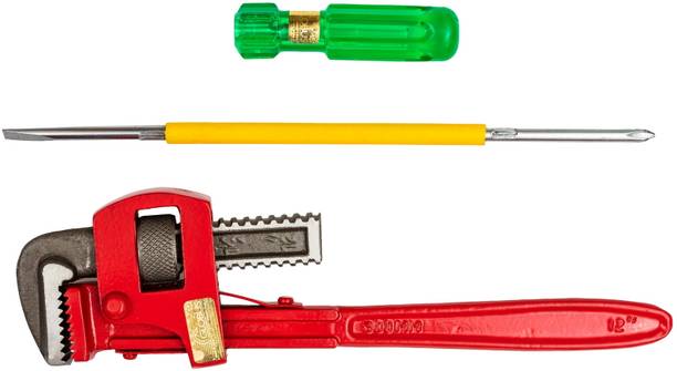 1322- STILSON Pipe Wrench/ Spanner, Adjustable, Forged (12"/300MM) & Screw Driver 2 in 1 (12 inch / 300mm ) Single Sided Pipe Wrench