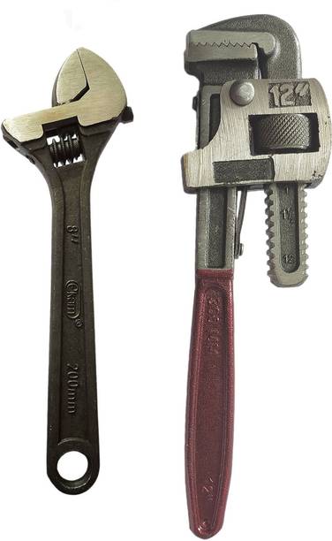 Inditrust new Heavy duty 1pc 12inch Pipe Wrench and 8inch Adjustable Wrench Single Sided Pipe Wrench