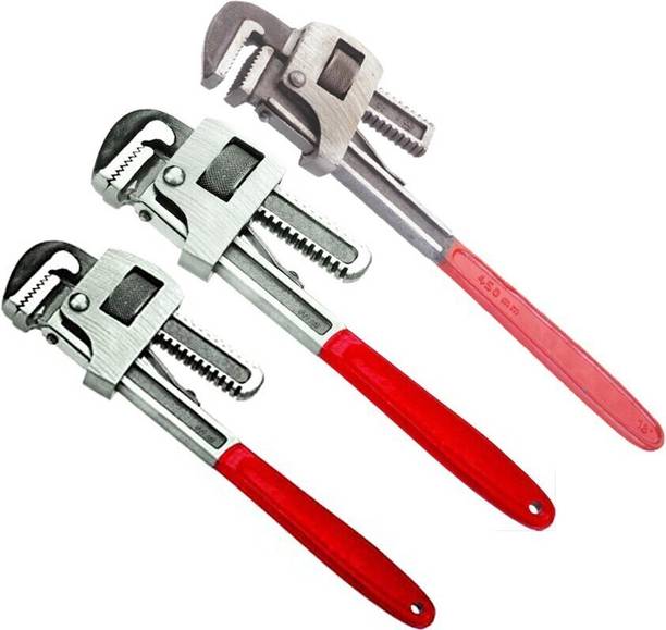 WallVilla Heavy Duty Set Of ( 3 ) 12In 14In 18In Pipe Wrench Single Sided Pipe Wrench