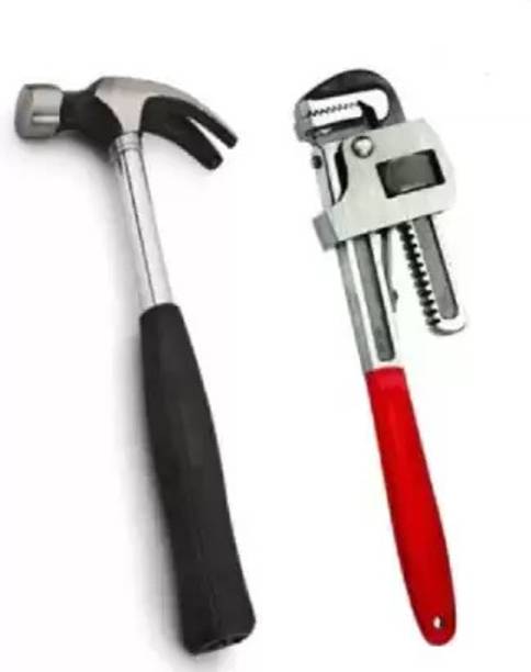 Exotic Arcade Combo of Pipe Wrench 10 Inch and Steel Pipe Claw Hammer || Heavy Duty Hand Tool Kit || Single Sided Pipe Wrench