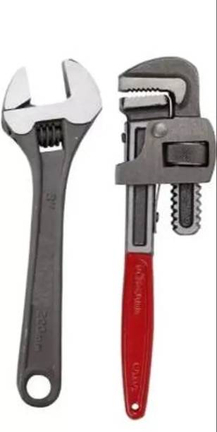 ABC Combo of 2 # single side pipe wrench 10inch # adjustable wrench 8inch Combo of 2 # single side pipe wrench 10inch # adjustable wrench 8inch Single Sided Pipe Wrench