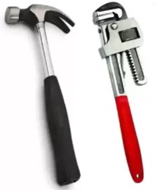 Sitrus Combo of Pipe Wrench 12 Inch and Steel Pipe Claw Hammer 12 inch pipe wrench with premium quality hammer best quality Single Sided Pipe Wrench