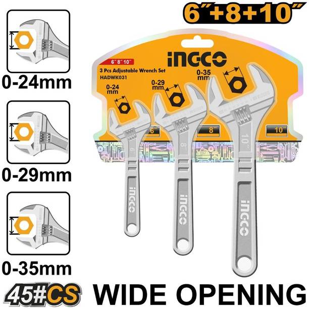 INGCO HADWK031 3 Pcs Adjustable wrench set Single Sided Speed Wrench