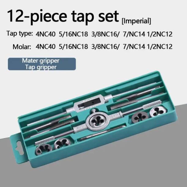 AS TOOL CENTER 12pcs Tap And Die Set, Hardware Tool, Hand Tap Wrench, Die Wrench, Metric Tap Set Single Sided T Type Wrench