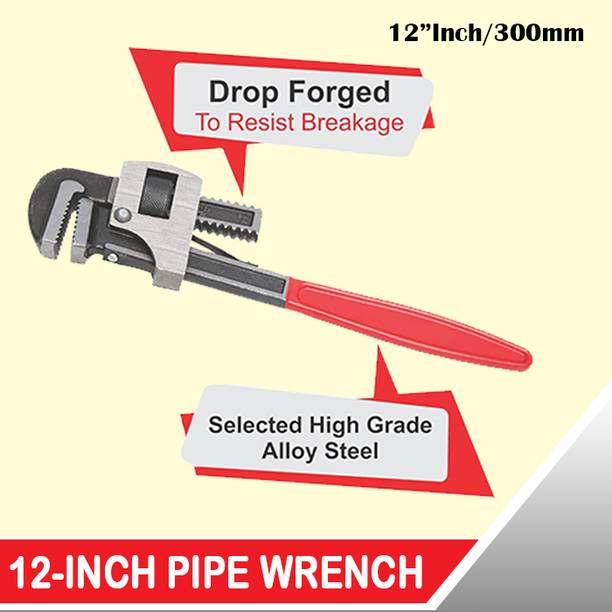 Aldeco Versatile 12" Pipe Wrench – Perfect for Metal and PVC Pipes 12 INCH PIPE WRENCH Single Sided Pipe Wrench