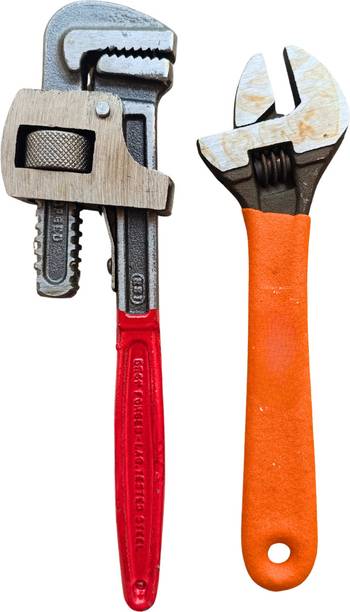TOVILLA Heavy Duty AS-8In PW-10In Adjustable Wrench, Spanner, Stillson Wrench, Movable Jaw Spanner, Pipe Wrench Single Sided Pipe Wrench