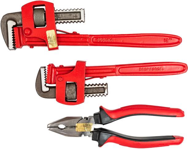 Globus 760 STILSON PIPE WRENCH (10"/250MM)&(12"/300MM)&COMBINATION PLIER (8"/200 MM) Single Sided Pipe Wrench