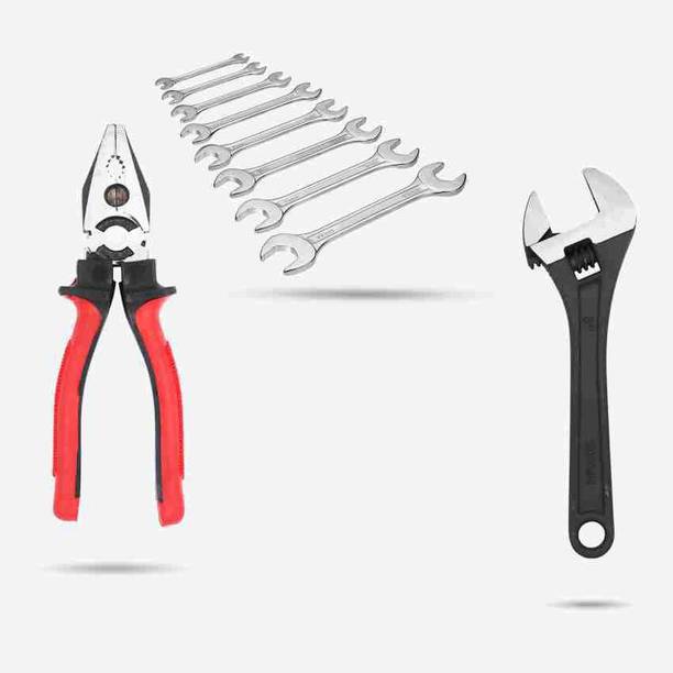 Aqua lite 8Pcs Double Open Ended Wrench Set, 8"inch Adjustable Wrench. Single Sided Pipe Wrench