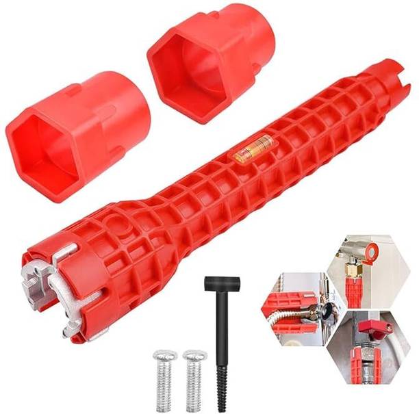 AS TOOL CENTER 8-in-1 Multi-functional Wrench for Toilet, Sink Faucet Sink Installer Multi Tools Pipe Wrench Double Sided Pipe Wrench