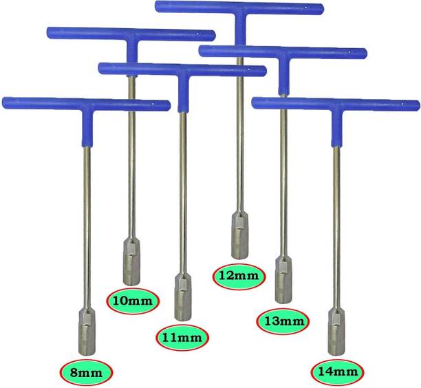 Inditrust Heavy Quality New Hex T Spanner 6pc (8mm,10mm,11mm,12mm,13mm and 14mm) Hand Tool Kit 6 Pcs Set Single Sided T Type Wrench