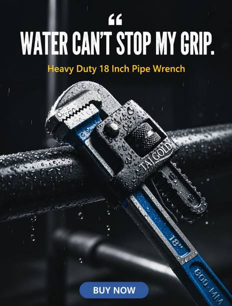 taj gold PIPE WRENCH 18INCHES Heavy Duty Pipe Wrench for Plumbing Work | Professional Pipe Wrench Single Sided Pipe Wrench
