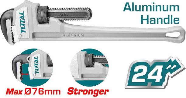TOTAL THTAL17246 Total 24"Aluminum Handle Pipe Wrench Max Clamping Diameter 76mm Carbon Steel Jaw Single Sided Pipe Wrench