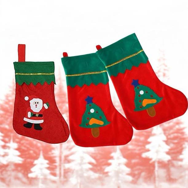 VE AND YOU Santa Clause Design Stockings Pack of 3 for Decoration_29 Christmas Stocking