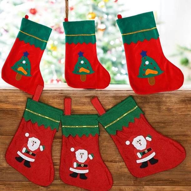 VE AND YOU Santa Clause Design Stockings Pack of 6 for Decoration_5 Christmas Stocking