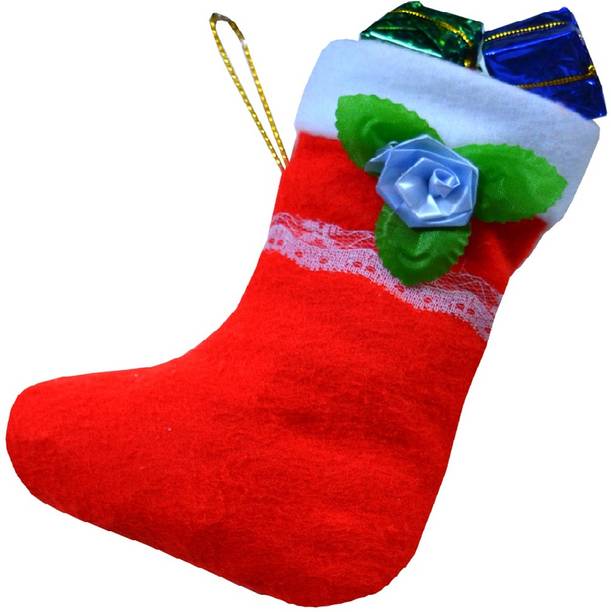 Flipkart SmartBuy Hanging Christmas stocking Socks in Cotton Fabric Red and White Color Christmas Stocking