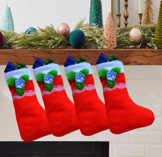 ME&YOU Christmas Decorative Stocking | X-Mas Decorative Item ( Pack 4) Christmas Stocking