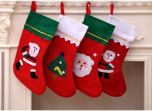 CraftVatika Christmas Stockings Santa Claus Socks Door Christmas Tree Hanging Ornaments Christmas Decoration Items Christmas Stocking