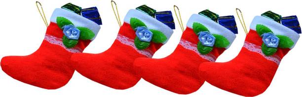Flipkart SmartBuy Hanging Christmas stocking Socks in Cotton Fabric Red and White Color (6.2 Inch) (Pack 1) Christmas Stocking