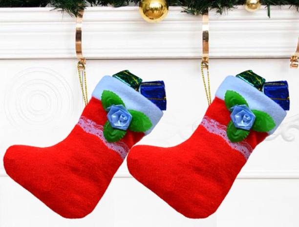 Flipkart SmartBuy Hanging Christmas stocking Socks in Cotton Fabric Red and White Color (Pack 1) Christmas Stocking