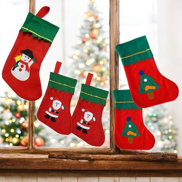 VE AND YOU Santa Clause Design Stockings Pack of 5 for Decoration_14 Christmas Stocking
