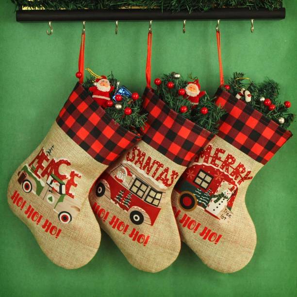 TIED RIBBONS Christmas Stockings Santa Socks for Christmas Tree Door Wall Hanging Ornaments Christmas Stocking