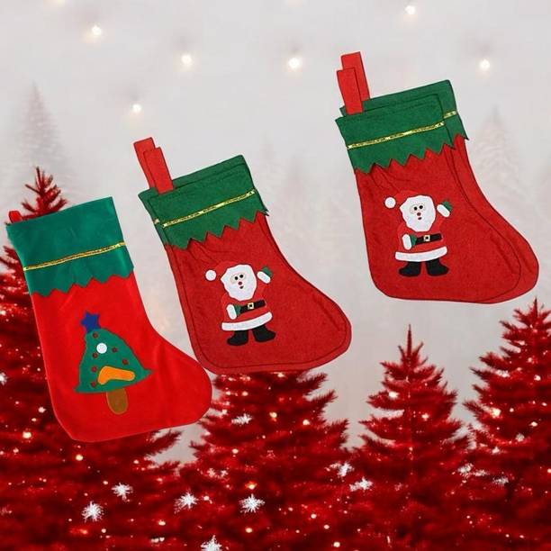 ASV FASHION ENTERPRIESE Christmas Santa Clause Design Stockings pack of 3_23 Christmas Stocking
