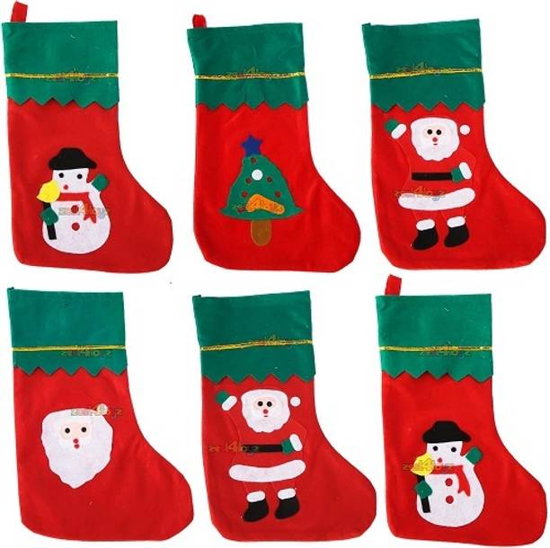 Vibgyor Products Pack of 6 Christmas Stockings Xmas Fireplace Socks Candy Gift Bag Santa Christmas Stocking