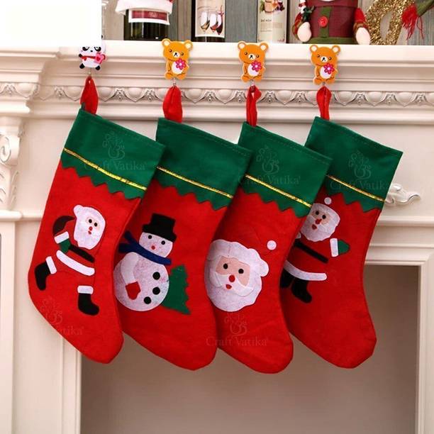 CraftVatika Christmas Stockings Santa Claus Socks Door Christmas Tree Hanging Ornaments Christmas Decoration Items Christmas Stocking