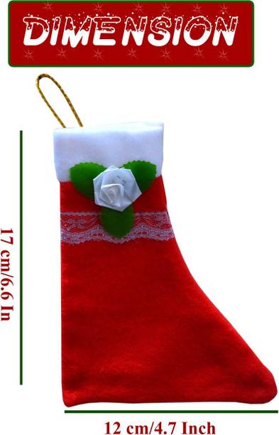 Flipkart SmartBuy Hanging Christmas stocking Socks in Cotton Fabric Red and White Color (6.2 Inch) (Pack 1) Christmas Stocking