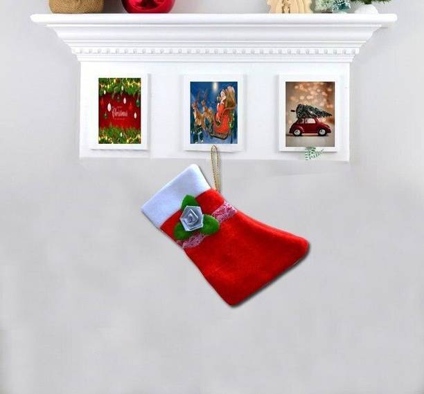 ME&YOU Hanging Christmas Socks in Red and White Christmas Stocking