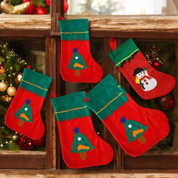 VE AND YOU Santa Clause Design Stockings Pack of 5 for Decoration_21 Christmas Stocking