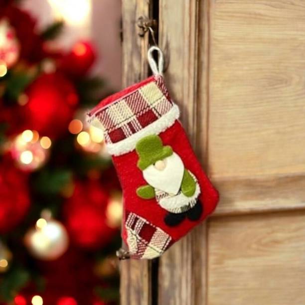 EMERGE Santa Clause Design Stockings_Red and Green(pack of 1)S_21 Christmas Stocking