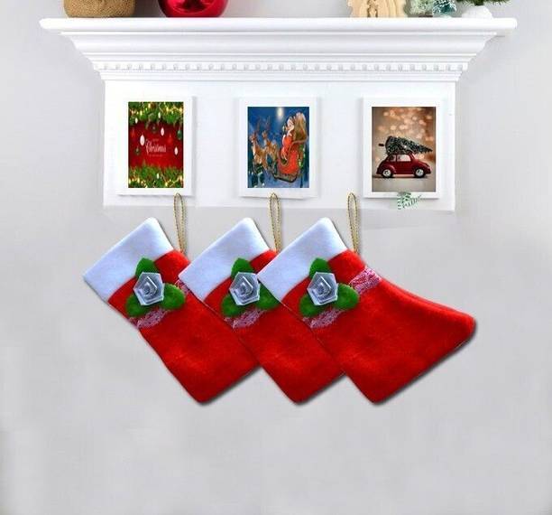 ME&YOU Hanging Christmas Socks in Red Christmas Sack